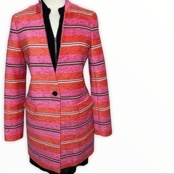 Banana Republic fuchsia orange stripe Adrianne Naval collaboration - Picture 7 of 17
